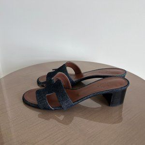 HERMES Oasis Sandals - Blue Brut - Size 37